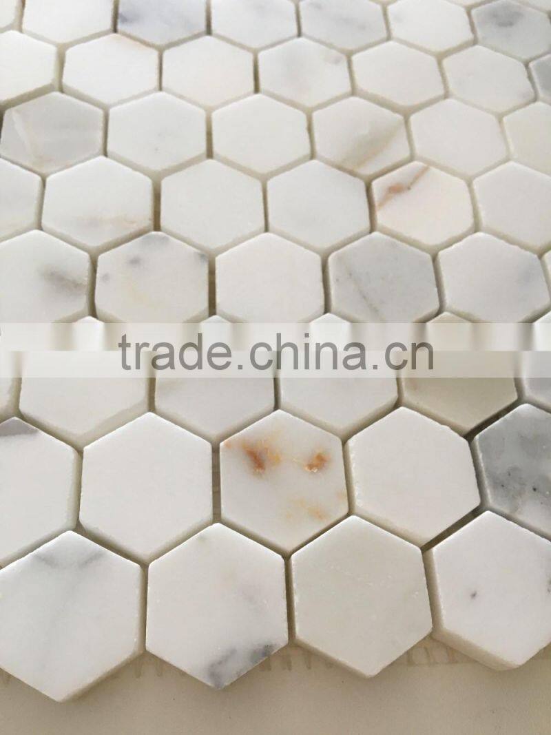 Calacatta gold hexagon marble mosaic 12*12 tile for sale