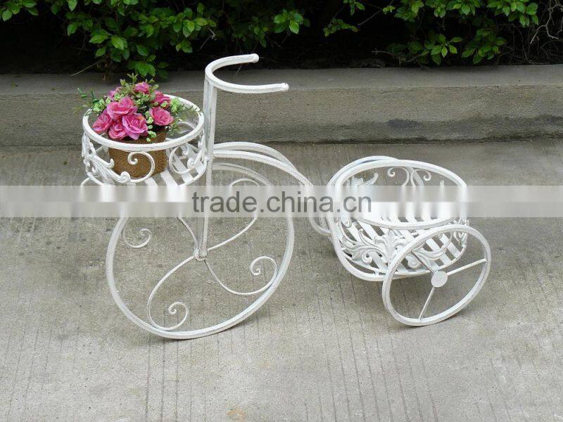 Wrought iron vintage bicycle flower stand