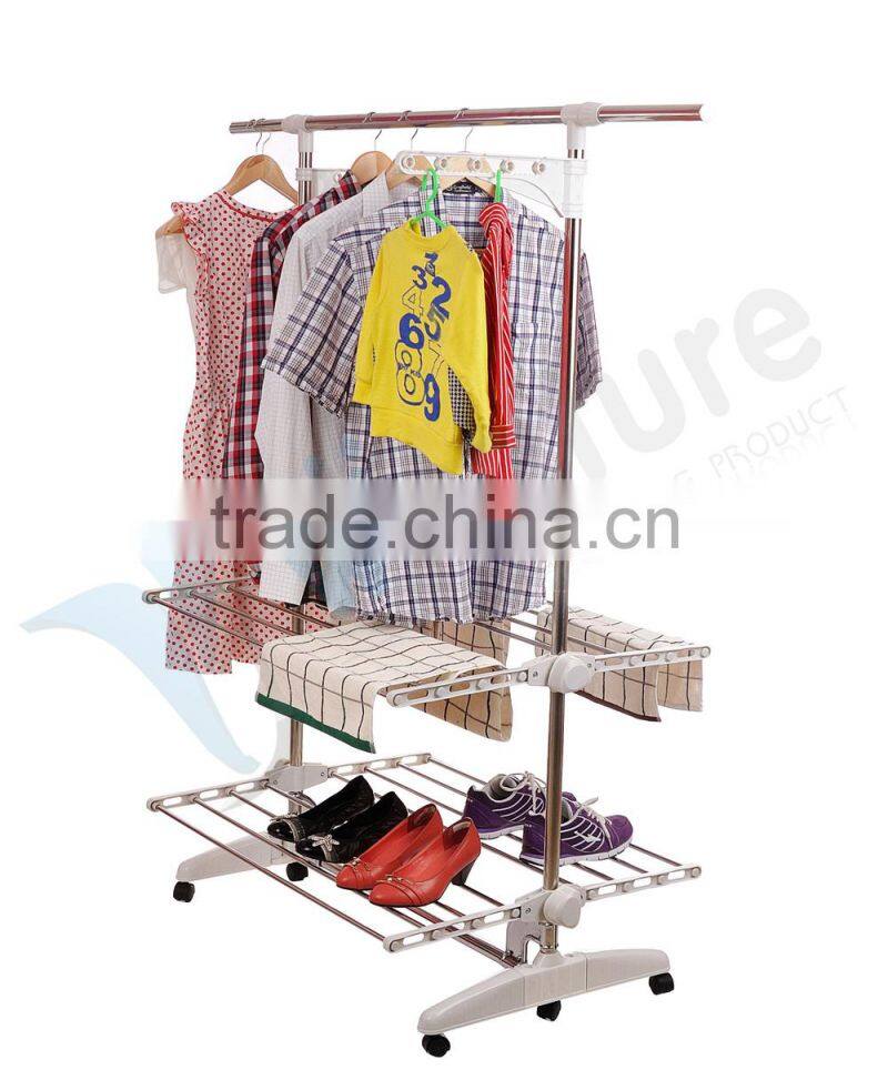 Clothes Airer Drying Rack Extra Large Deluxe 3 Tier Clothes Drying Rail (20M Hanging Space) White and Orange Folding hangers Fla