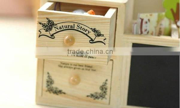 JJ200 Korean wood small blackboard storage box pen holder