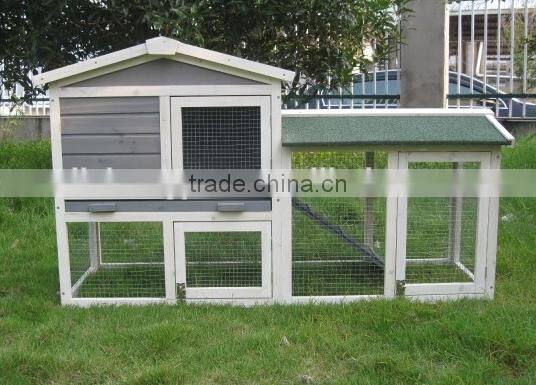 Small Wooden Animal House 2-Story Rabbit Hutch Poultry Cage