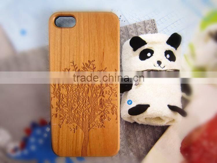 Engraving custom pattern wood phone cover bamboo mobile phone case for iPhone 5S SE