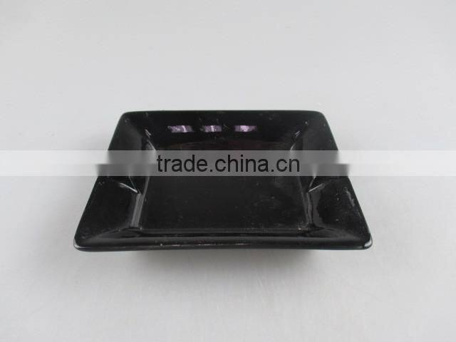 ceramic square black-glazed ashtray