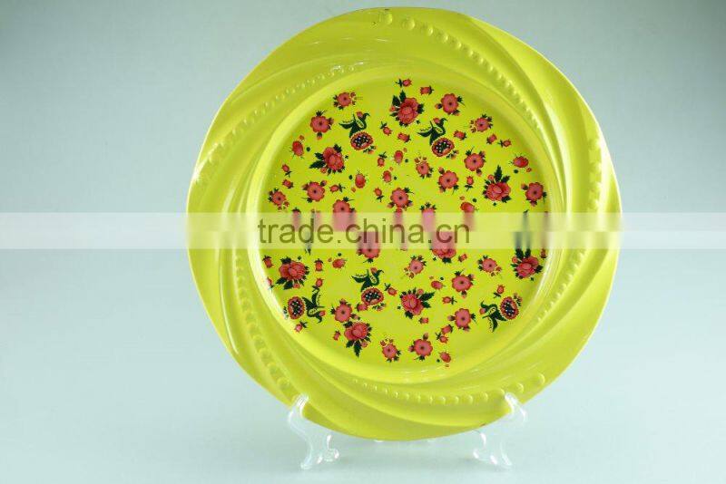New stainless steel decal and spray paint plate cast Iron food storage dish enamel round dish