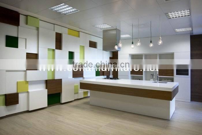 Custom sized solid surface made Office self service kitchen counter