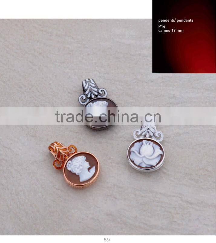 New Product 925 Sterling Classic Silver Lady Cameo Pendants Made in Italy P14 cameo 19mm