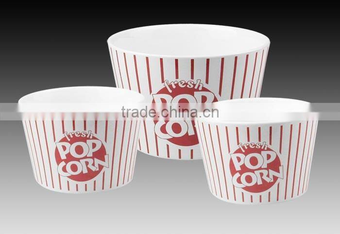 5pcs popcorn bowl set, stoneware with decal