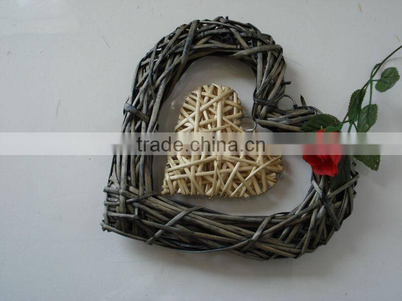 woven wicker heart for christmsa decoration or garden decoration