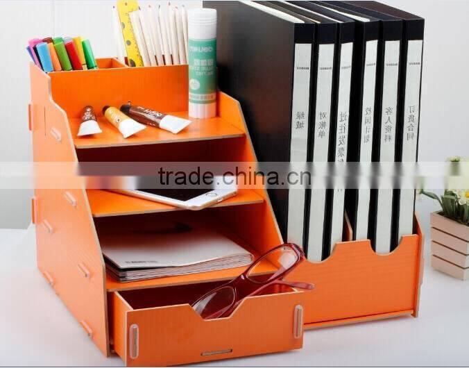 Multifunctional/Practical/Foldable Natural Color Wooden DIY Desktop Storage/Organizer/File Container for Home/Office