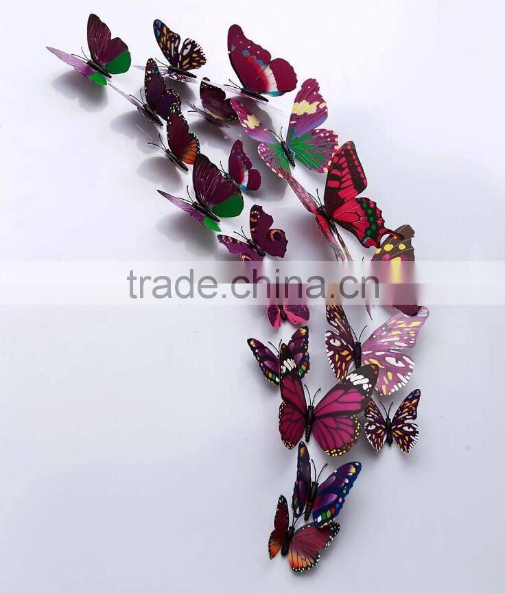 12PCS 3D Butterfly Wall Stickers Decoration Art Decorations 4 size