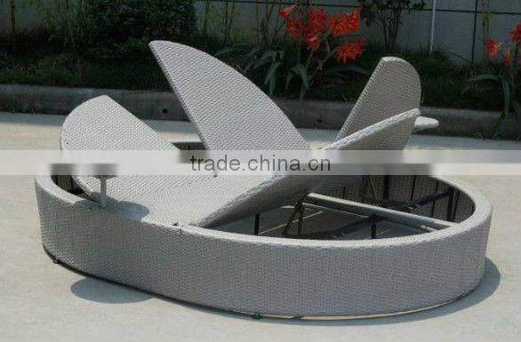 HuSen Rattan Double Rattan Double Sun Lounger Bed With Cushion Double Bed