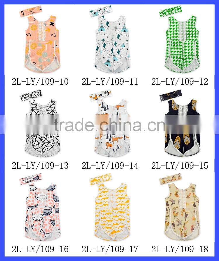 New Style Children Sleeveless Lace Onesie Boutique Jumpsuit Smocked Children Romper