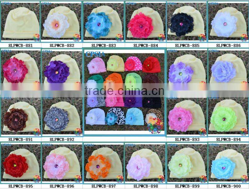 wholesale photo props Toddler Cotton knit beanie with peony flower