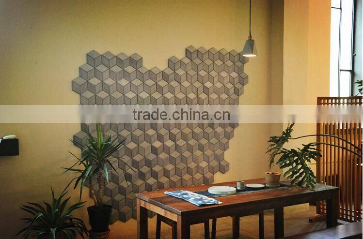 Hexagon concrete tiles with the gold painted tips