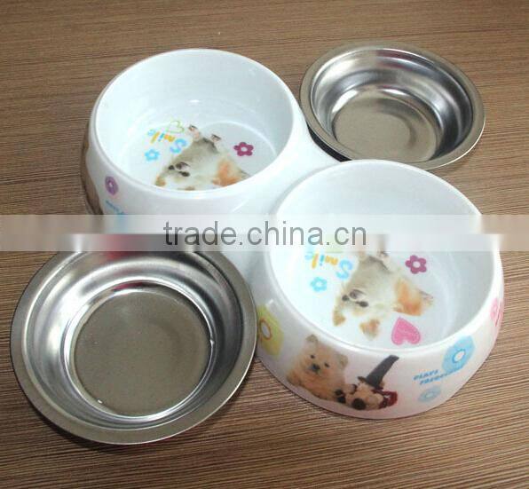 arc-shaped Pet Bowl with double bowl