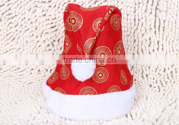 China Alibaba copper coin fireworks pattern polyester Xmas cap fabric Funny Christmas hats for newborn toddler photography prop