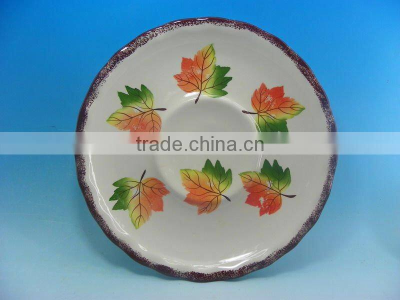 BIG CERAMIC FRUIT PLATE WITH IRON STAND