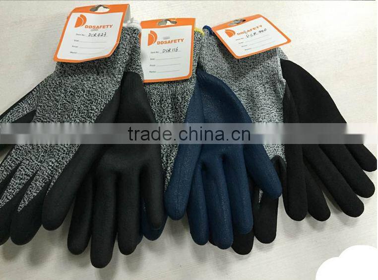 DDSAFETY 2017 13G HPPE PU Coated Safety Gloves Cut And Chemical Resistant Safety Work Gloves