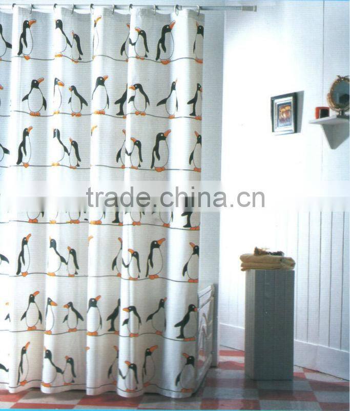 Penguin print PEVA shower curtain and bath accessory