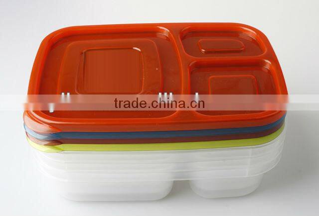 3 Compartment Plastic Food Storage Container