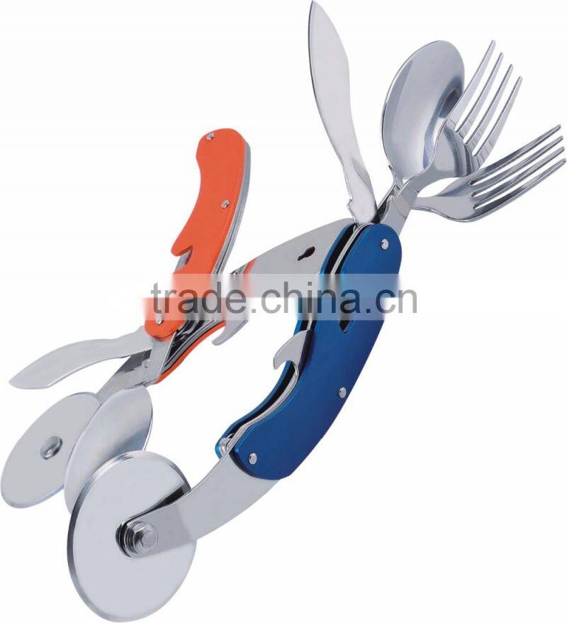 Top standard aluminium handle folding camping cutlery