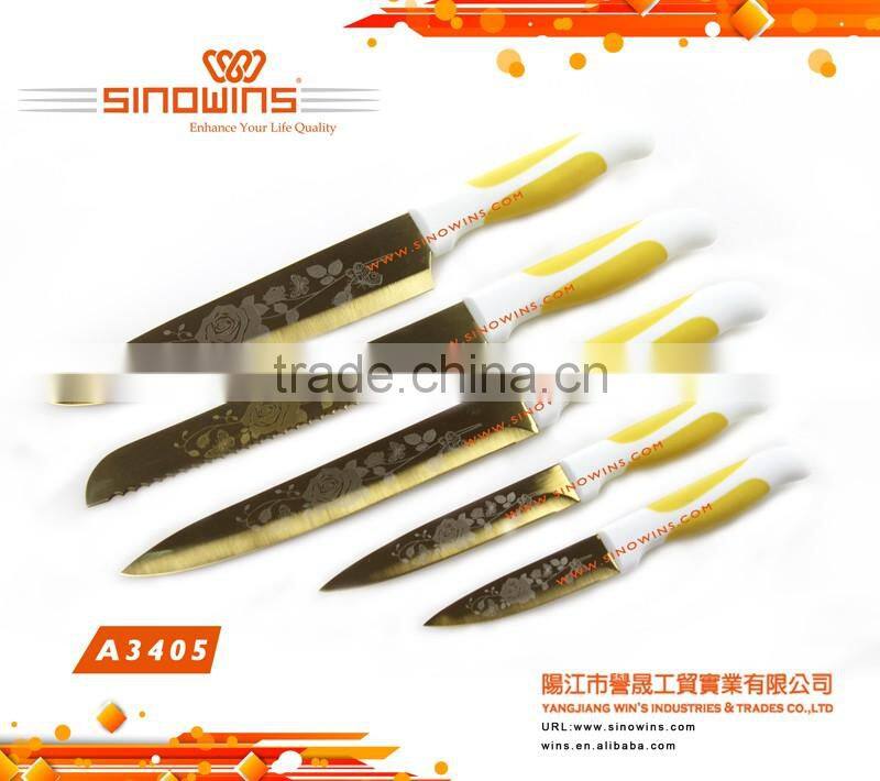 A3126 New Design 6pcs Non-stick Coating Stainless Steel Kitchen Knife Set