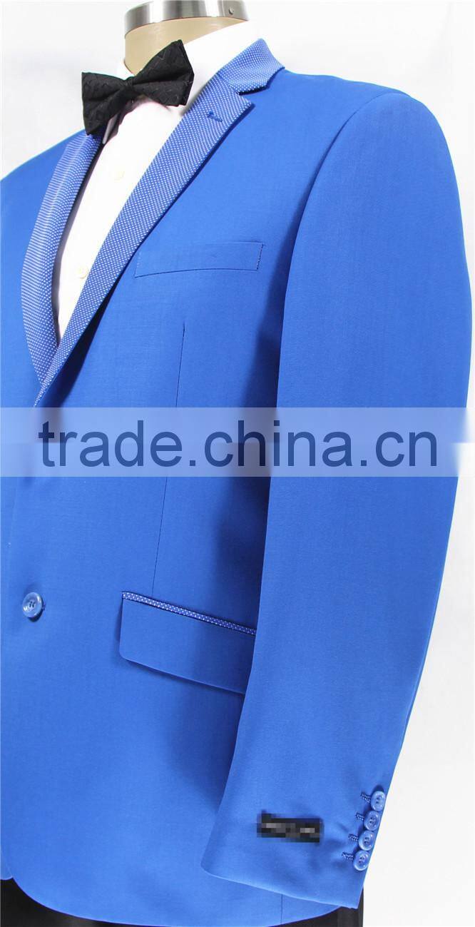 2015 New Tuxedo slim fit suit for man-fine silk&polyester kint fabric for collar