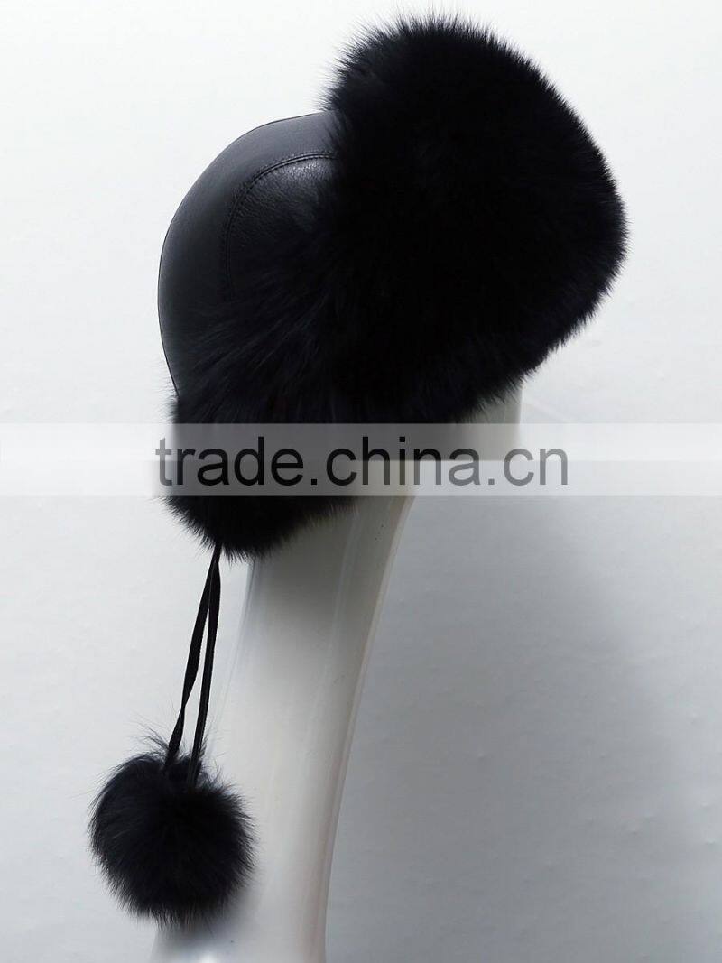 wholesale 2016 latest design hat and cap high grade woman faux fur leather Russia hat