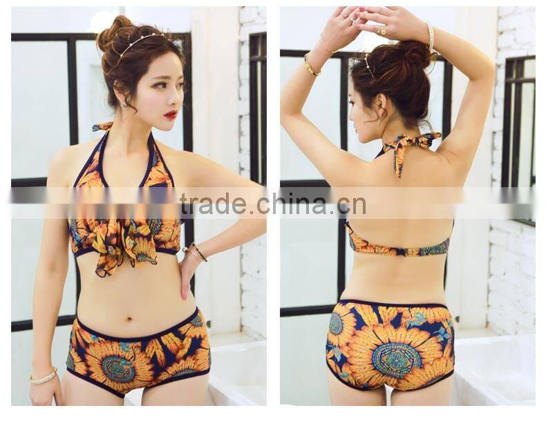 Sexy Sailed Women Sports Padded Bikini Swimwear with mixed print