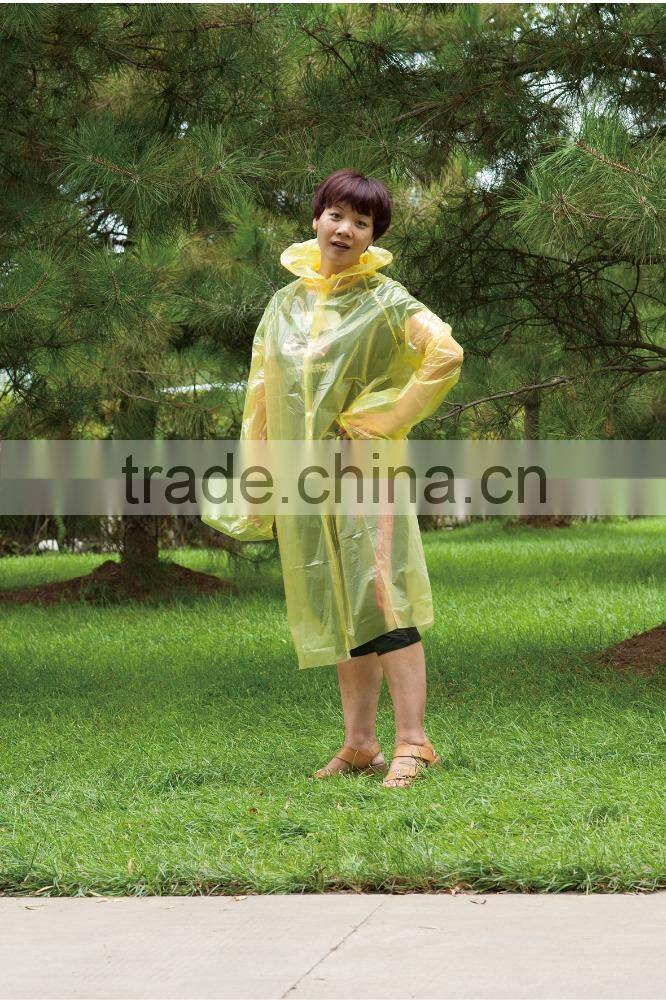 Yellow Waterproof kids raincoat/rain poncho with hood and print