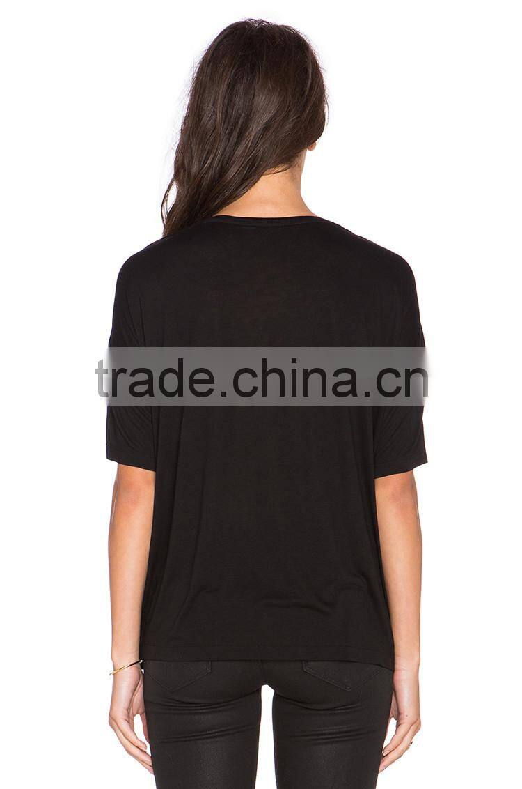 Ladies' wholesale sexy t shirt wide neck wonder woman t shirt