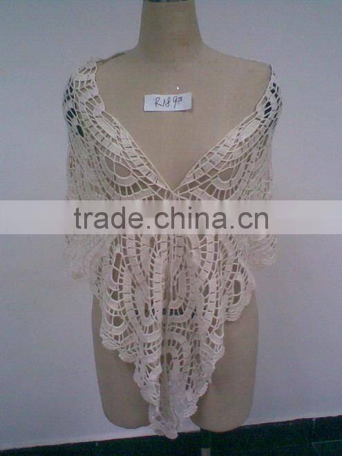 Wholesale ladies cotton crochet knitted mantle scarf