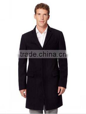 2014 Cheap Price High Fashion Classical Design Black Lapel Slim Fit Mens Cashmere Men Coat