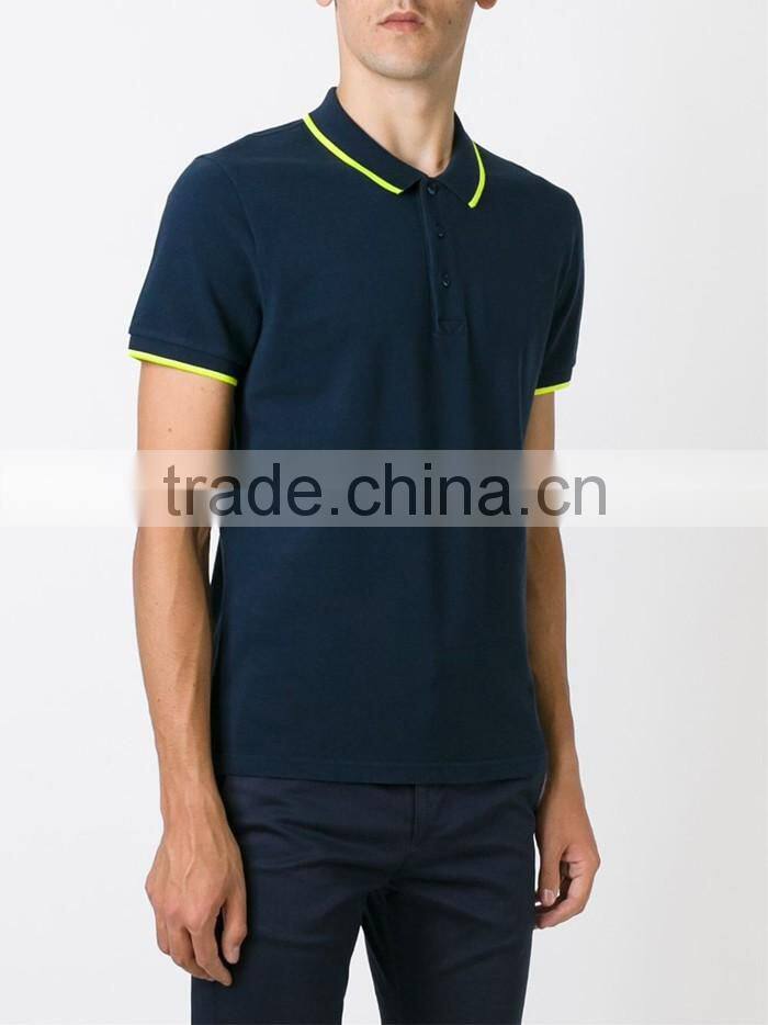 Mens formal polo shirt design with yellow stripe wholesale China