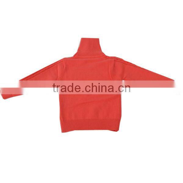 Girl's 100% cotton tuck knitted stand turtle neck pullover sweater