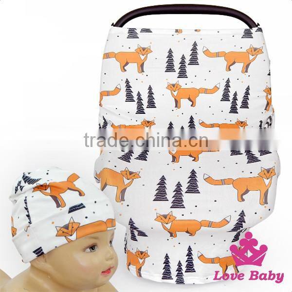 New Design Baby Product Printed Car Cover With Same Fabric Hat Mother Public Location Feeding Hood