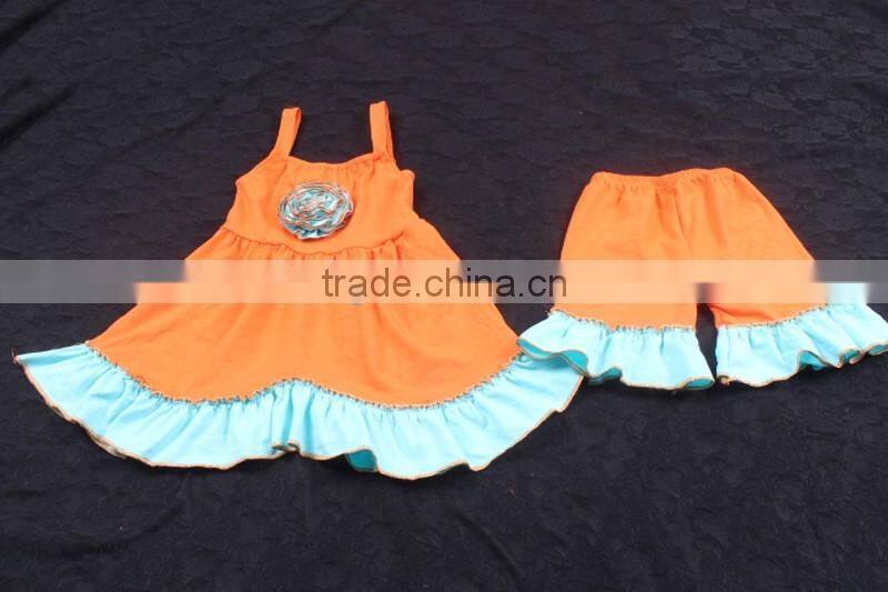 Wholesale High Quality Knit Cotton Hollow-mas Pumpkin Outfits Swing Top set Outfit LBYTZ001-111