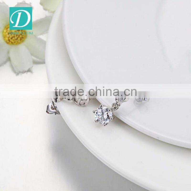 2016 New Fashion Platinum Plated Zircon Luxury Long Drop Earrings Jewelry
