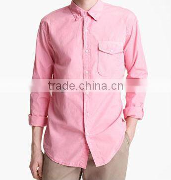 Newest design mens 100% cotton pink casual shirts