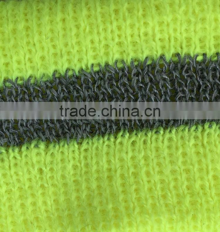 High visibility warm reflective winter safety knitted hat