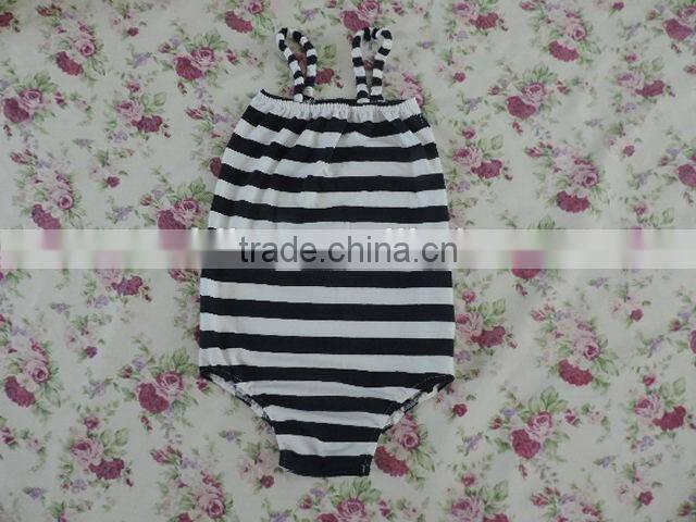 hottest selling infant custom swimwear black and white stripes gallus cotton backless swimwear fresh swimwear top popular summer