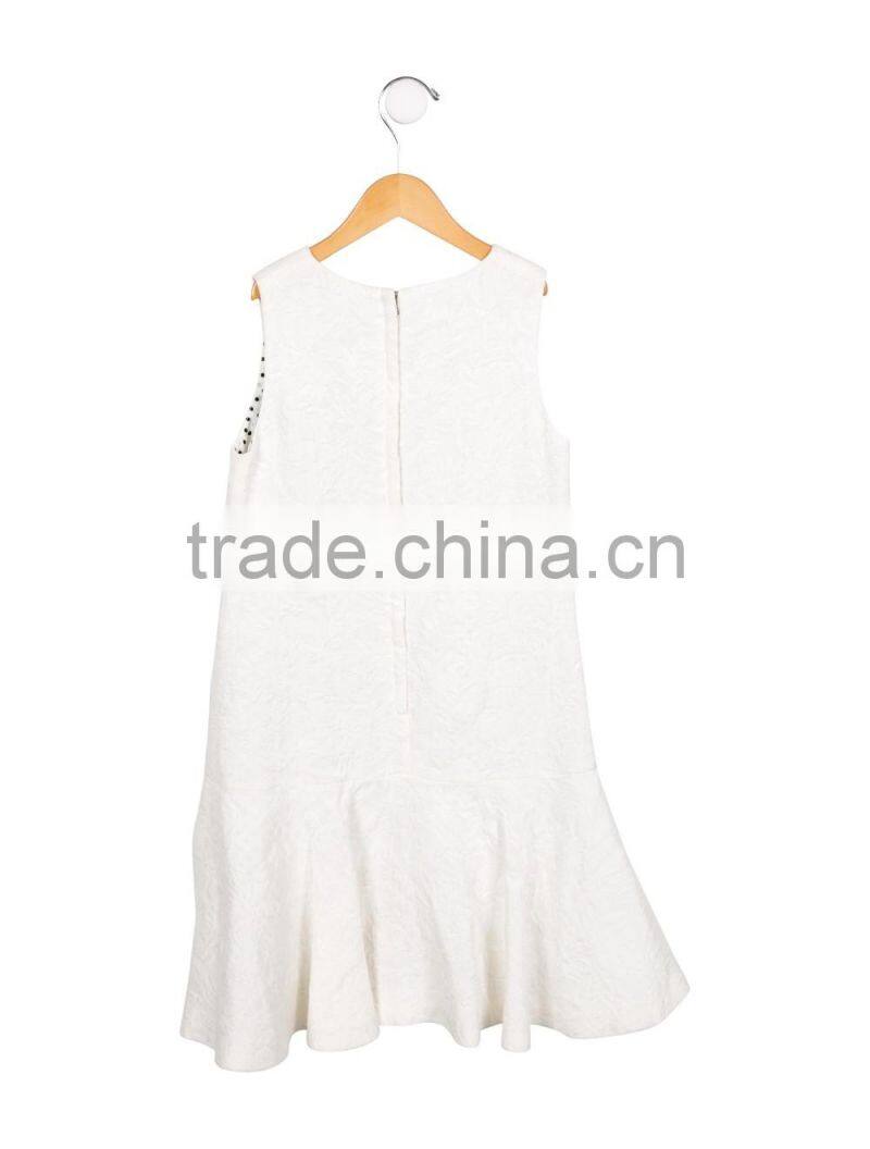 2017 new model wholesale little girl flounced white dresses ruffled skirt boutique clothing