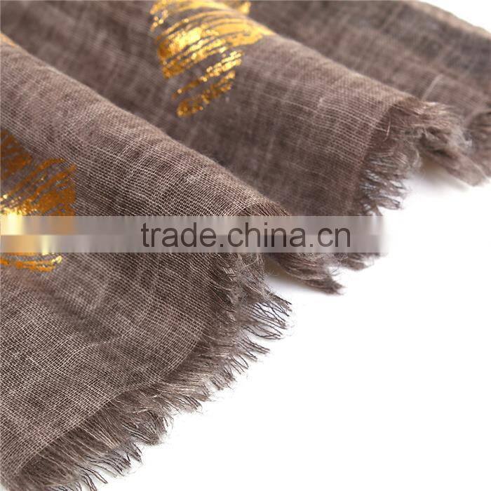 Cotton Polyester Blend Scarves & Wraps Rectangle Golden Brown Heart Import Scarf