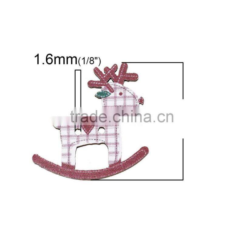 Custom 29mmx28mm Lattice Christmas Reindeer Two Holes Wood Button for Sale