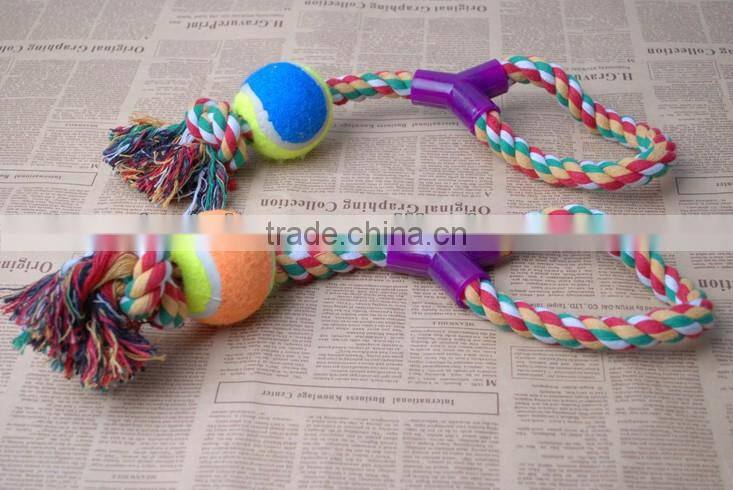 Cheap Pet Training Toy Interactive Dog Toy Tugger & Chew Tennis Ball Rope