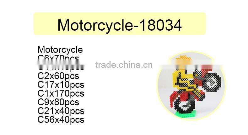 Diyfashion 5mm hama perler fuse beads Motorcycle set with puzzle iron paper and twezzer hama beads toys for kids 18034