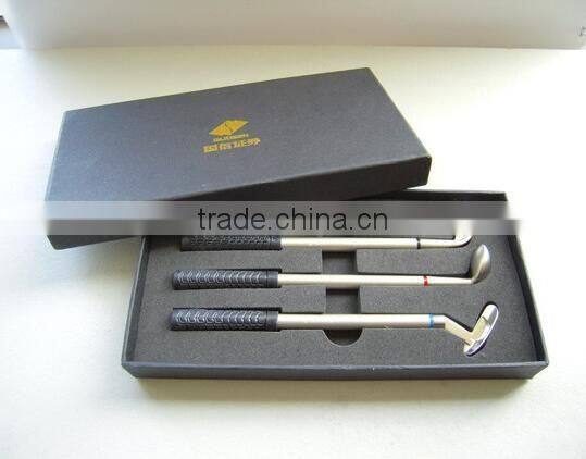 New promotional laser logo high quality golf simulation in box set metal ballpoint pen