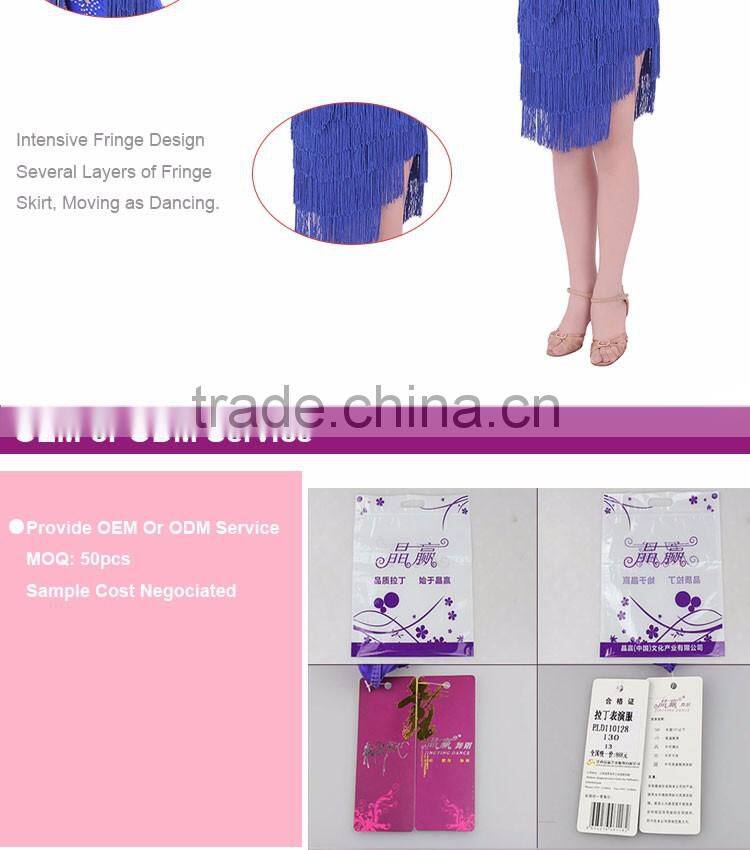 Professional Girls Kids Latin Dance Wear Children Fringed Latin Salsa Performance Dresses