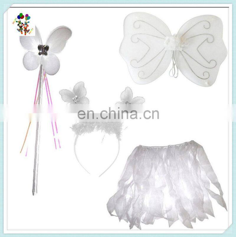 White Wand Tutu Boppers Set Girls Fairy Angel Butterfly Party Wings HPC-0889