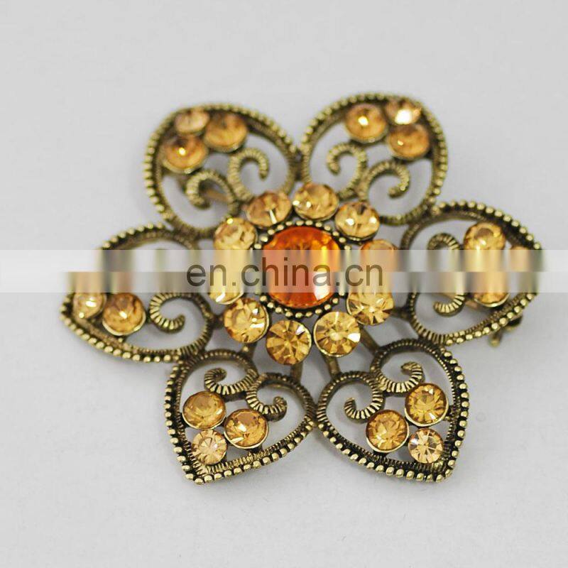 high quality cheap wholesale crystal stone custom brooch lapel pin flower